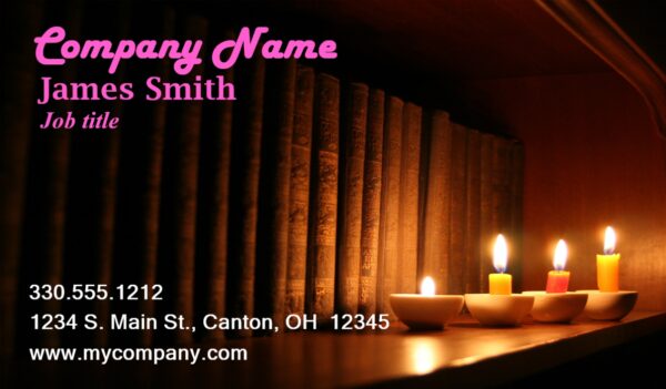 A business card with candles on it